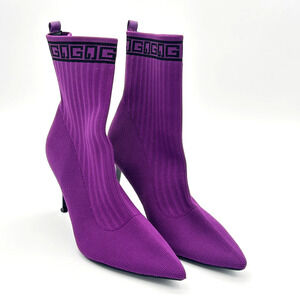 Guess Dallyce Purple Knit Sock Bootie Stiletto Pointed Toe Women 8M